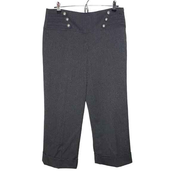 COPY - Larry Levine Sz 10 Women's Sailor Wide-leg Cropped Trouser, Black Stripe… - Picture 1 of 5